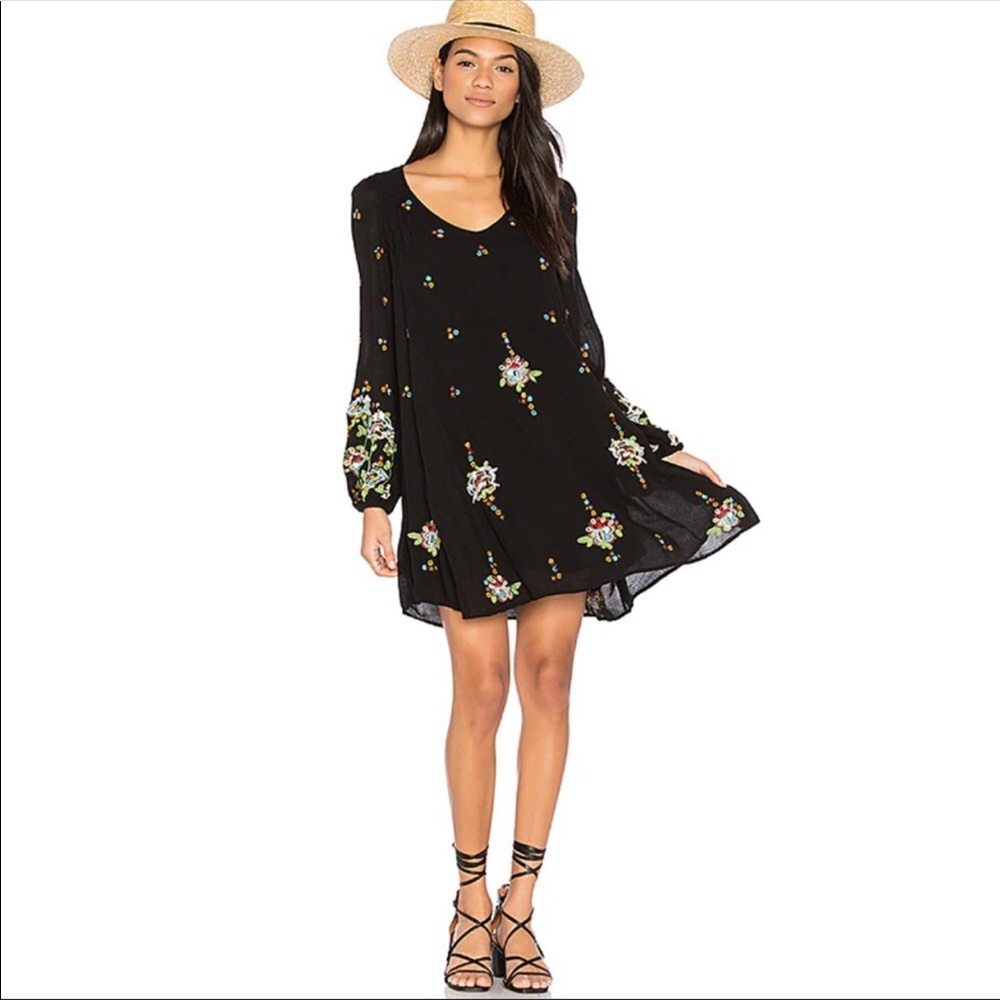 Free People Oxford Embroidered Mini Dress in Austin Emma Floral Boho Size Large